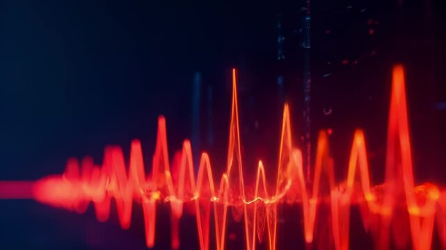 Graphs of sound waves used in audiology, hearing tests. Abstract images of sound waves, spectrograms, and acoustic visualizations on a dark background 