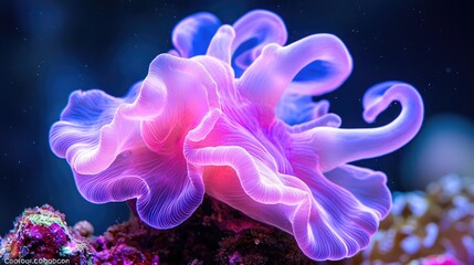 Obraz premium Vibrant pink sea slug on coral reef, aquarium