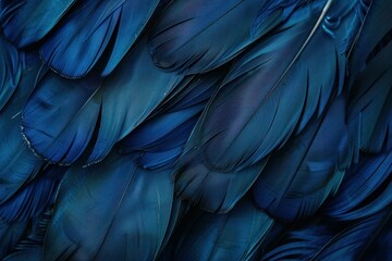 Close up of macaw feathers forming a captivating blue textured background