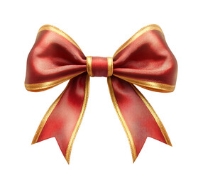 Red ribbon bow with gold trim. Festive, elegant.
