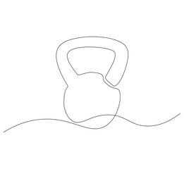 Obraz premium Kettlebell continuous line. Continuous one line drawing kettlebell for exercise. Gym, fitness concept. Single line drawing