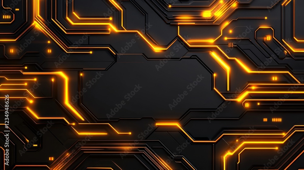 Aufkleber abstract technology background featuring glowing orange circuit pattern on a dark surface