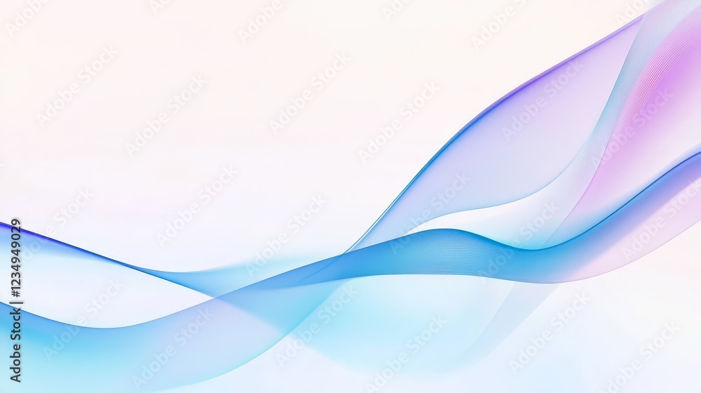 Poster abstract flowing waves in soft pastel color, creating a serene background for design projects