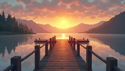 Obraz premium sunset on the lake