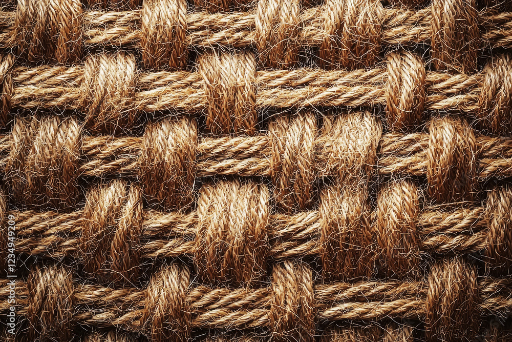 Aufkleber coarse jute fabric texture displaying rough interwoven threads in natural brown tones for rustic dec