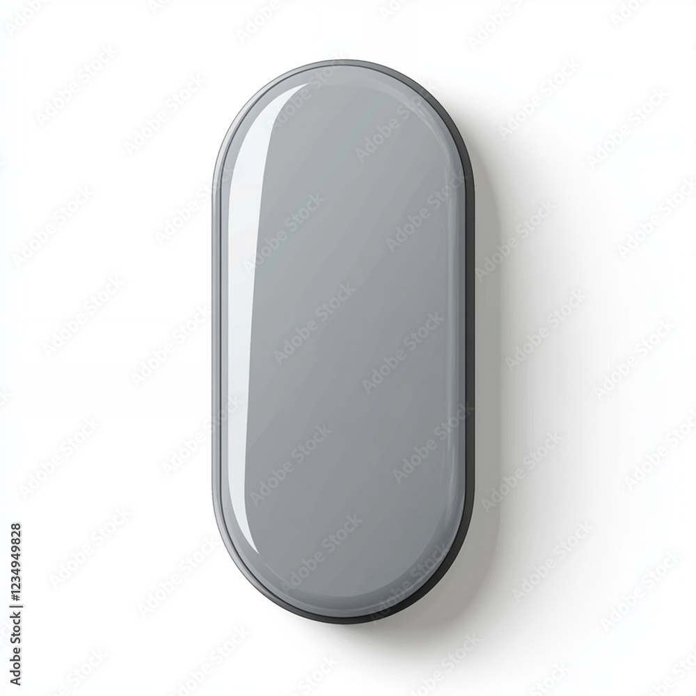 Poster gray oval button shiny glossy 3d realistic design element mockup template ui ux web app icon grey