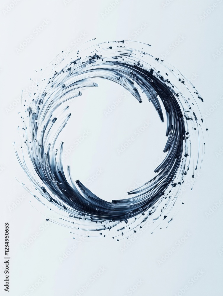 Aufkleber Circular abstraction with dynamic strokes and motion blur creating an artistic visual effect on light background. Generative AI