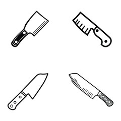 knife icon template color editable. knife symbol vector sign isolated on white background illustration for graphic and web design., Knife icon set, cartoon style

