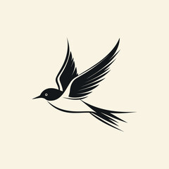 Swallow in cartoon, doodle style. Image for t-shirt, web, mobile apps and . Isolated 2d vector illustration, Silhouette of a bird in flight, wings spread wide. vector 

