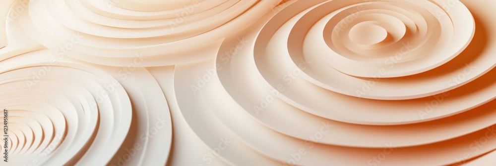 Fototapete Intricate layers of circular paper designs creating a soft and elegant texture in warm tones. Generative AI