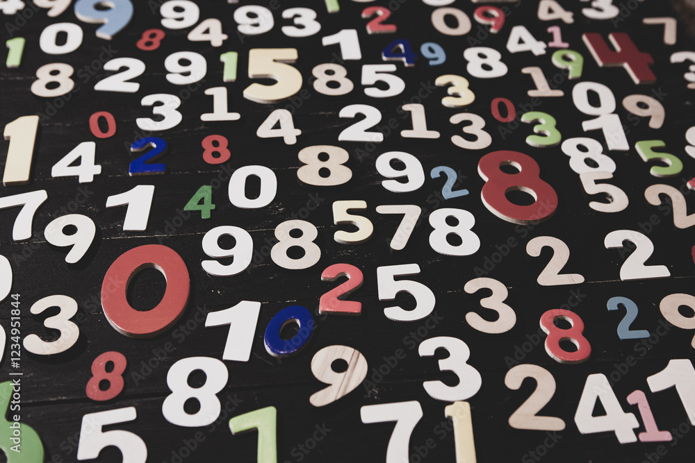 Poster background of numbers. from zero to nine. numbers texture. finance data concept. matematic. seamless