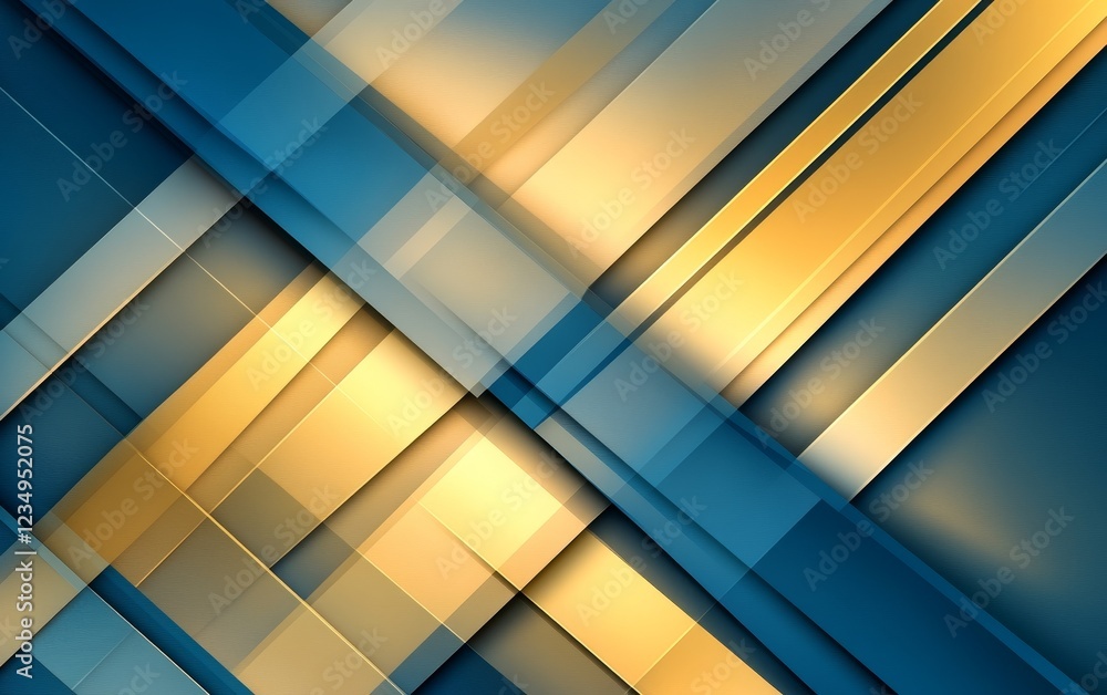 Aufkleber abstract geometric pattern with blue and gold layers creating depth and texture for design use