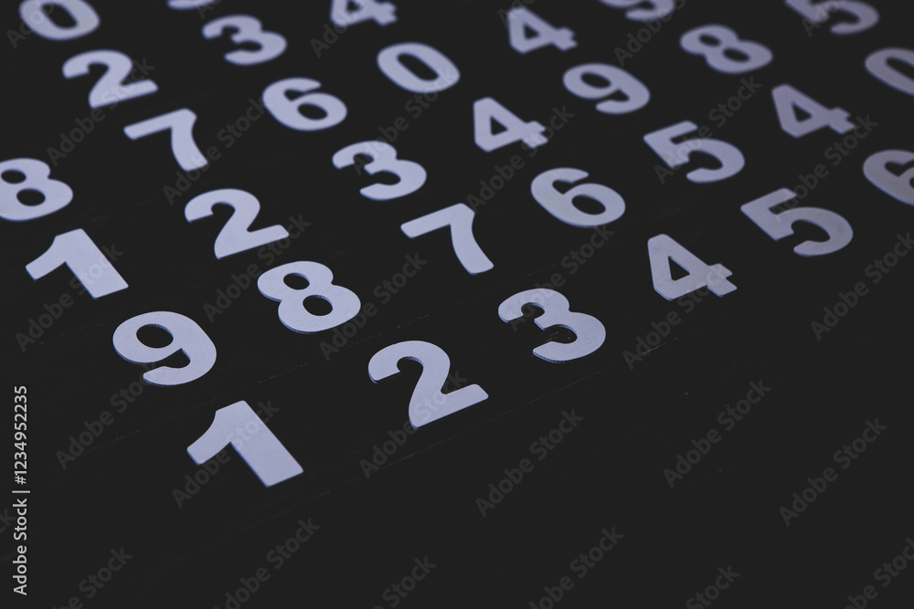 Poster background of numbers. from zero to nine. numbers texture. finance data concept. matematic. seamless