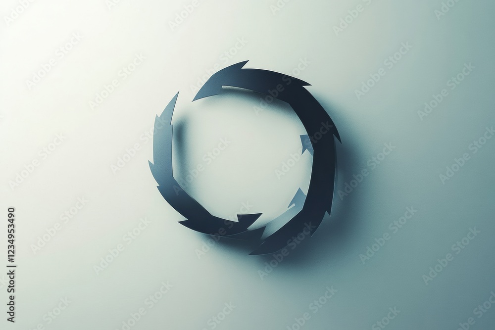 Aufkleber Circular pattern of arrows creating a dynamic sense of motion on a light background. Generative AI