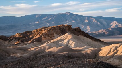 Death Valley, California, United States of America, monochromatic desert landscape with mountains in the distance