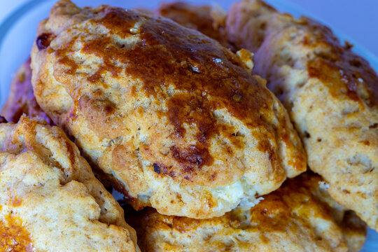 Freshly baked homemade cheese and herb pastry.