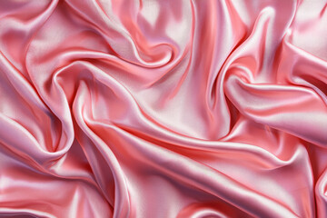 Obraz premium Crumpled silk texture in pastel pink with smooth reflections and an elegant, soft appearance