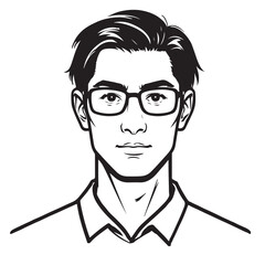 Stylish Man with Glasses Line Art Illustration