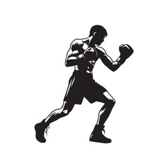 Full Body Cuts Boxing Men Isolated Silhouette Vector Illustration