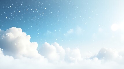 Serene Winter Sky Clouds and Falling Snow