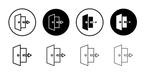 Exit icon Black line art vector logo set