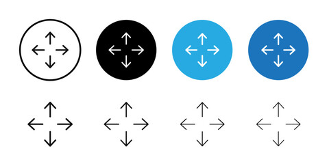 Expand icon Black line art vector logo set