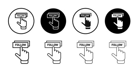 Following icon Black line art vector logo set