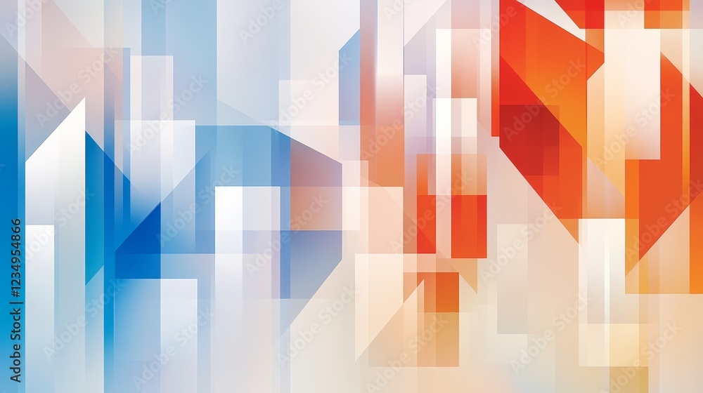 Aufkleber abstract geometric pattern featuring vibrant blue, red, and white shapes creating a dynamic visual e