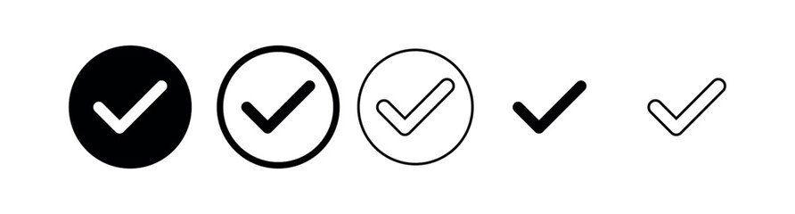 Check Mark Icons: Tick, Confirm, Success - Vector Graphics (Outline, Solid)