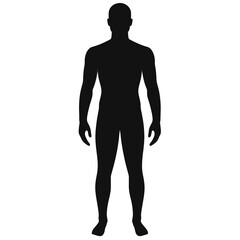Human Male Silhouette Standing on White Background