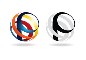 logo symbole des deux lettre et forme P et O logo circulaire