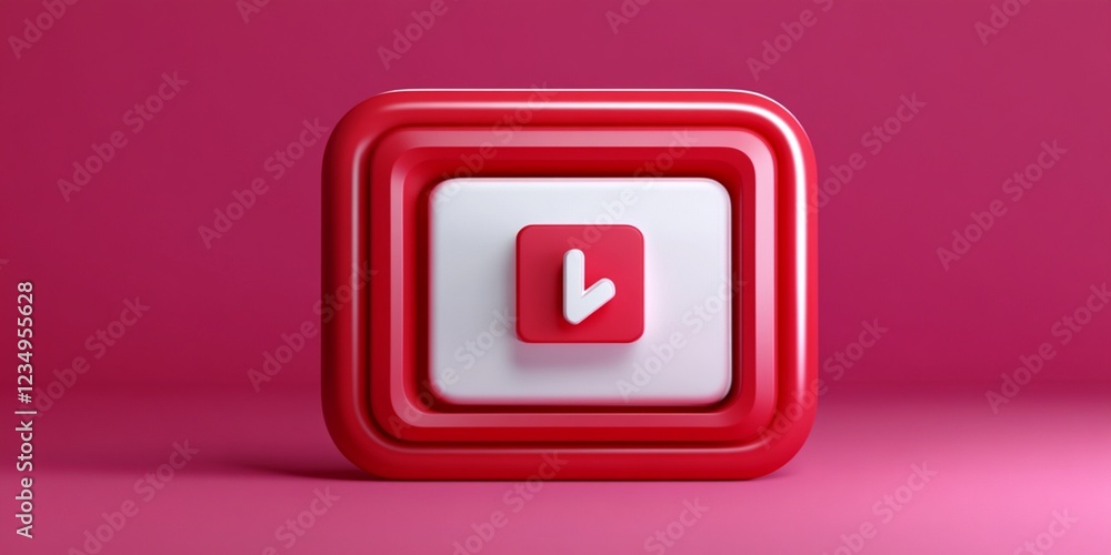 Poster red white modern app button icon design element 3d render ui ux web pink user shiny clean shape