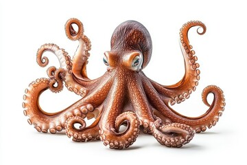 Fototapeta premium Fresh raw octopus isolated on white background 