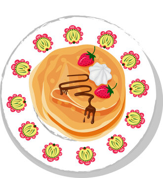 pancakes with strawberries and chocolate sauce clip art preview