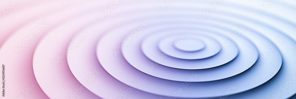 Aufkleber Visual representation of concentric circles illustrating wave patterns in soft pastel colors during a calm setting. Generative AI