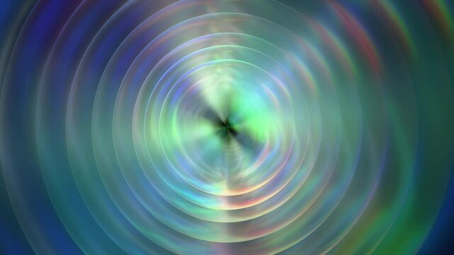 A mesmerizing abstract background featuring iridescent circular waves with a glowing, futuristic effect in shades of blue, green, and purple.