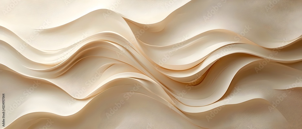 Aufkleber abstract flowing waves of cream and beige tones create a soothing and elegant texture, ideal for bac