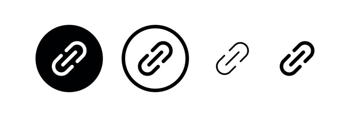 Link Icons: Hyperlink, Connection, Attachment - Vector Graphics (Outline, Solid)