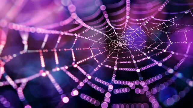 shiny purple spider web background footage