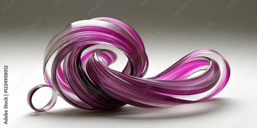 Poster abstract purple glass swirls elegant modern design 3d render background texture art wave flow loop