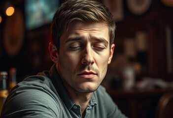 Drunk male portrait with relaxed posture