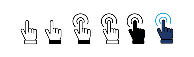 Hand Cursor Icons: Pointing, Selecting, Clicking - Vector Graphics