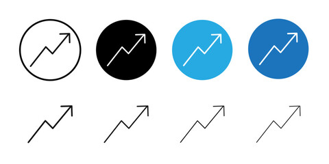 Trend Arrow icon Black line art vector logo set