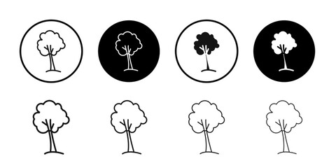 Tree icon Black line art vector logo set