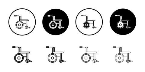 Wheelchair icon Black line art vector logo set