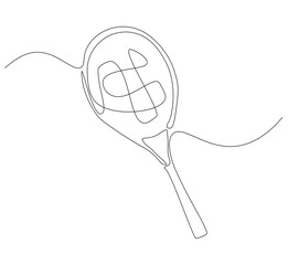 Obraz premium Tennis racket continuous line. Continuous one line drawing tennis racket. Sport concept. Single line drawing