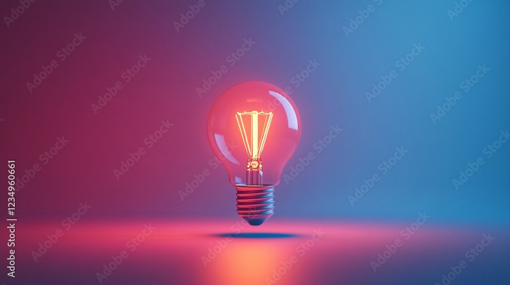 Aufkleber a glowing light bulb illuminated against a gradient background of blue and red, creating a modern an