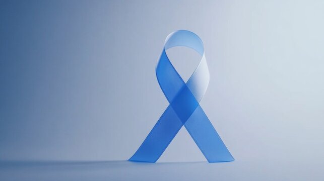 A Light Blue Ribbon Stands Against A Pale Background - Powered by Adobe