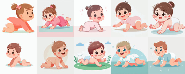 vector of a baby crawling