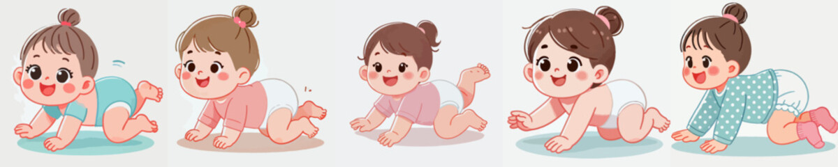 vector of a baby crawling